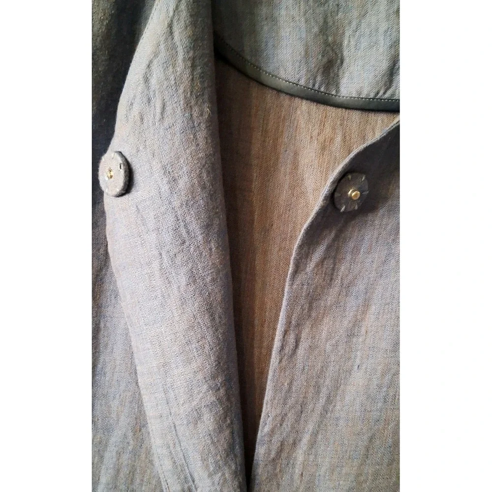 Preston & York Womens Linen Jacket Blue Middie 3/4 Sleeve Pocket Size 8 NWT $119